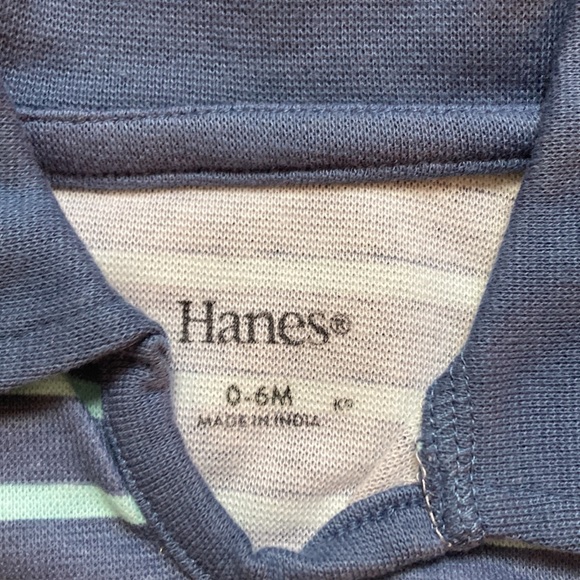 NWOT Lot of 3 Hanes Cotton Short Sleeve Collared Onesies 0-6 Months - Picture 5 of 10